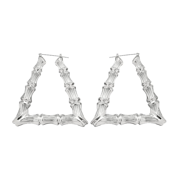 Women's Exaggerated Geometric Bamboo Hoop Earrings Electroplated Gold Tone Plastic Resin Circle Earrings