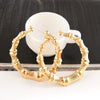 Women's Exaggerated Geometric Bamboo Hoop Earrings Electroplated Gold Tone Plastic Resin Circle Earrings