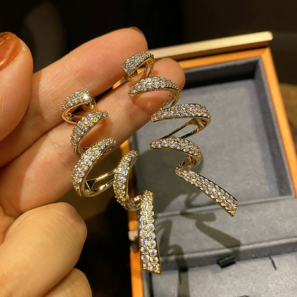 Women's Exaggerated Geometric Earrings Copper Inlaid With Zircon Light Luxury Style
