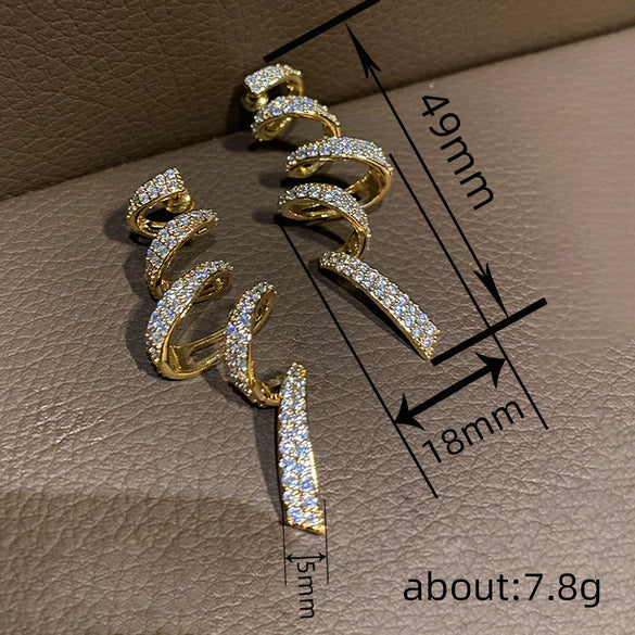 Women's Exaggerated Geometric Earrings Copper Inlaid With Zircon Light Luxury Style