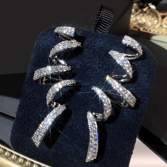 Women's Exaggerated Geometric Earrings Copper Inlaid With Zircon Light Luxury Style