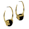 Women's Exaggerated Geometric Hoop Earrings With Black Agate And Real Gold Plated Copper Retro Fashion Jewelry