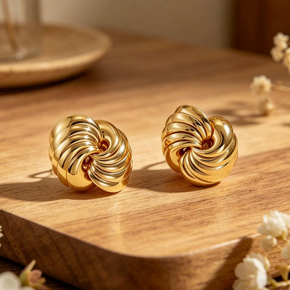 Women's Exaggerated Geometric Line Earrings In Zinc Alloy With Stainless Steel Posts And Electroplated Metal Finish