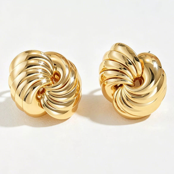 Women's Exaggerated Geometric Line Earrings In Zinc Alloy With Stainless Steel Posts And Electroplated Metal Finish