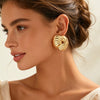 Women's Exaggerated Geometric Line Earrings In Zinc Alloy With Stainless Steel Posts And Electroplated Metal Finish