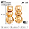Women's Exaggerated Geometric Metal Drop Earrings With Glossy Plated Finish Mixed Shape Spliced Design And Stainless Steel Ear Pins