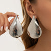 Women's Exaggerated Geometric Metal Drop Earrings With Glossy Plated Finish Mixed Shape Spliced Design And Stainless Steel Ear Pins