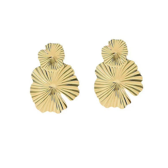 Women's Exaggerated Geometric Metal Sequin Stud Earrings With Electroplated Finish And Elegant Fashion Styling