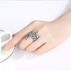 Women's Exaggerated Geometric Open Ring With Zircon Inlay Electroplated Copper Adjustable Fashion Jewelry