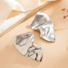 Women's Exaggerated Geometric Pleated Alloy Stud Earrings With Glossy Electroplated Finish And Stainless Steel Posts
