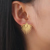 Women's Exaggerated Geometric Ring Earrings With Irregular Iron Design And Electroplated Finish