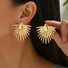 Women's Exaggerated Geometric Ring Earrings With Irregular Iron Design And Electroplated Finish