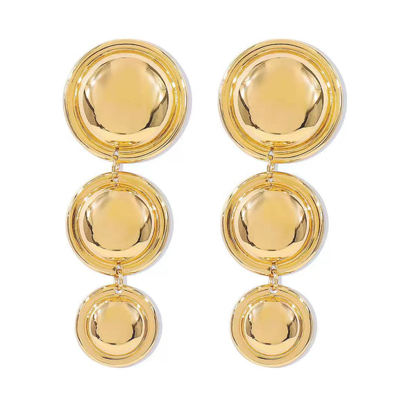 Women's Exaggerated Geometric Round Earrings Glossy Electroplated Iron Simple Long Light Luxury Fashion Jewelry