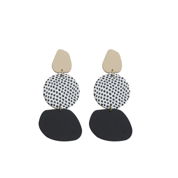 Women's Exaggerated Geometric Soft Pottery Drop Earrings With Silver Ear Posts Statement Fashion Jewelry For Wholesale