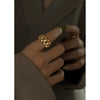Women's Exaggerated Geometric Textured Handmade Titanium Steel Ring With Electroplated Heavy Craft Fashion Finger Jewelry