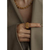 Women's Exaggerated Geometric Textured Handmade Titanium Steel Ring With Electroplated Heavy Craft Fashion Finger Jewelry