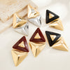Women's Exaggerated Geometric Triangle Drop Earrings With Colorblocked Alloy Design Retro Style And Dripoil Finish