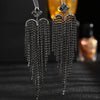 Women's Exaggerated Heart Tassel Earrings Elegant Long Silver Pin Zircon Inlaid Environmental Copper Dress Earrings