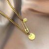 Women's Exaggerated Hip Hop Style Smiley Face Titanium Steel Multi Element Combination Sweater Chain Necklace With Geometric Design