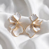 Women's Exaggerated Irregular Leaf Flower Earrings With Dimensional Layered Alloy Design And Electroplated Finish