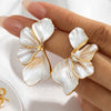 Women's Exaggerated Irregular Leaf Flower Earrings With Dimensional Layered Alloy Design And Electroplated Finish