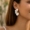 Women's Exaggerated Irregular Leaf Flower Earrings With Dimensional Layered Alloy Design And Electroplated Finish