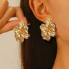 Women's Exaggerated Layered Flower Petal Earrings In Electroplated Iron With A Distinctive Metal Design