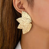 Women’s Exaggerated Leaf Drop Earrings In Alloy With Electroplated Finish And Botanical Statement Design
