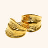 Women's Exaggerated Pleated Cshaped Geometric Earrings In Stainless Steel With Gold Electroplated Finish