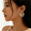 Women's Exaggerated Retro Flower Earrings In Electroplated Iron With Old Money Style Design