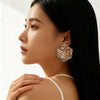 Women's Exaggerated Retro Flower Earrings In Electroplated Iron With Old Money Style Design