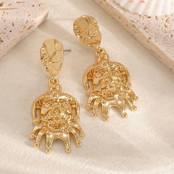 Women's Exaggerated Skull Clown Earrings With Electroplated Iron Design And 925 Silver Ear Needles For Wholesale Jewelry Collections