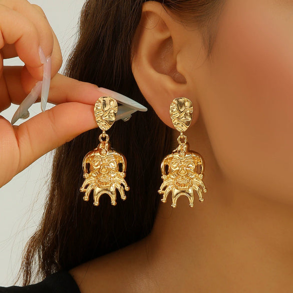 Women's Exaggerated Skull Clown Earrings With Electroplated Iron Design And 925 Silver Ear Needles For Wholesale Jewelry Collections