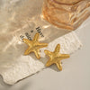 Women's Exaggerated Starfish Pentagram Frosted Stud Earrings In Titanium Steel And Stainless Steel With Electroplating Animal Zodiac Design