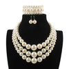 Women's Exotic Geometric Imitation Pearl Clavicle Necklace Set With Box Chain