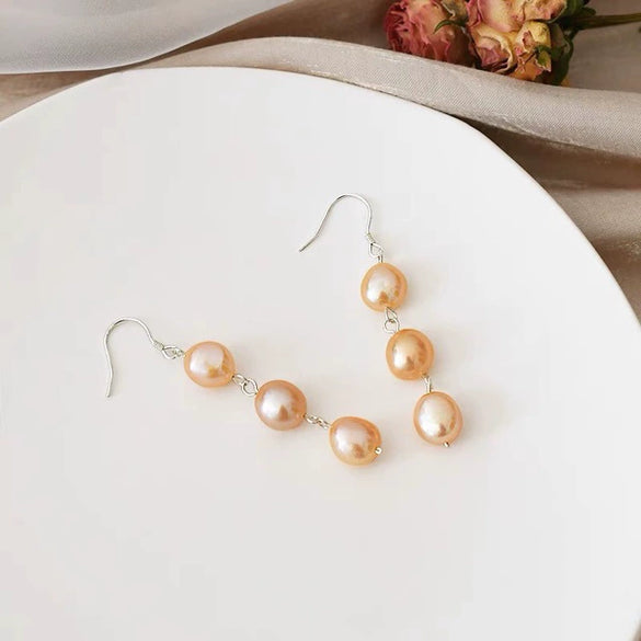 Women's Exotic Natural Baroque Freshwater Pearl 925 Silver Alien Shape Earrings