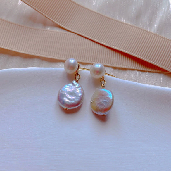 Women's Exotic 925 Silver Needle Natural Freshwater Pearl Alien Shape Earrings