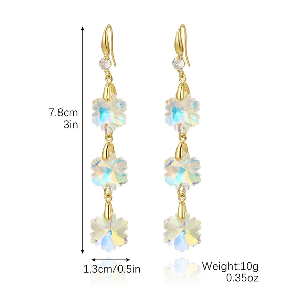 Women's Exquisite Artificial Crystal Earrings With Geometric Pattern In Light Luxury Style