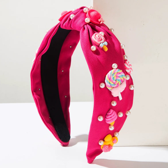 Women's Fabric Geometric Knot Hair Hoop Headband Set With Pearls Hair Accessories