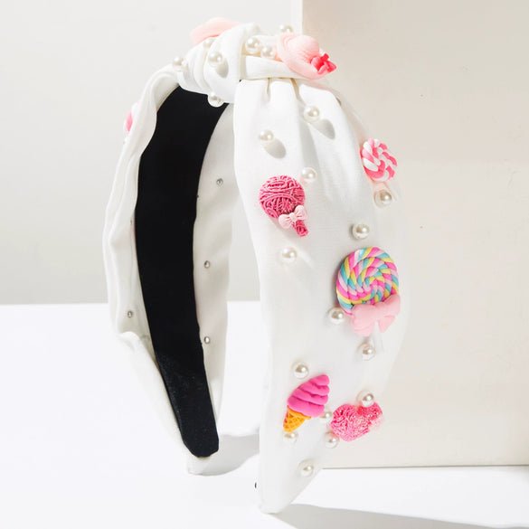 Women's Fabric Geometric Knot Hair Hoop Headband Set With Pearls Hair Accessories