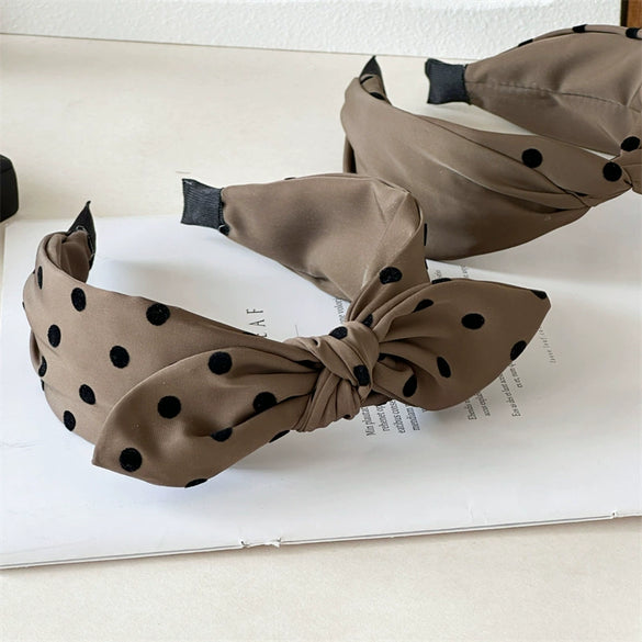 Women's Fabric Handmade Elegant Small Wave Point Hairband With Big Bow Hair Accessories