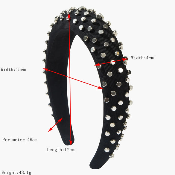 Women's Fabric Head Hoop Fashion Style Rivet Inlay Allmatch Hair Accessories