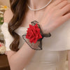 Women's Fabric Mesh Lace Handmade Rose Flower Wrist Bracelet High End Simple Elegant