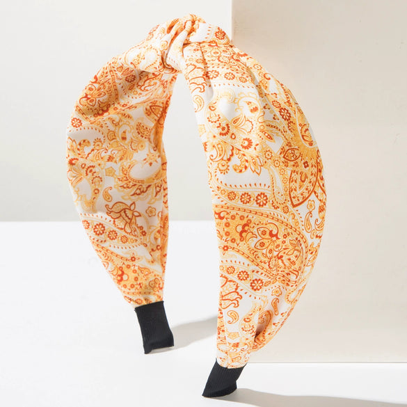 Women's Fabric Printed Ultrawide Hairband In Retro Bohemian And Baroque Style