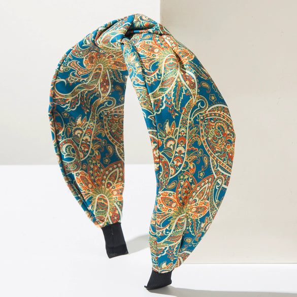 Women's Fabric Printed Ultrawide Hairband In Retro Bohemian And Baroque Style
