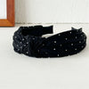 Women's Fabric Widebrimmed Black And White Polka Dot Small Floral Handmade Hairband