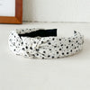Women's Fabric Widebrimmed Black And White Polka Dot Small Floral Handmade Hairband
