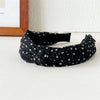 Women's Fabric Widebrimmed Black And White Polka Dot Small Floral Handmade Hairband