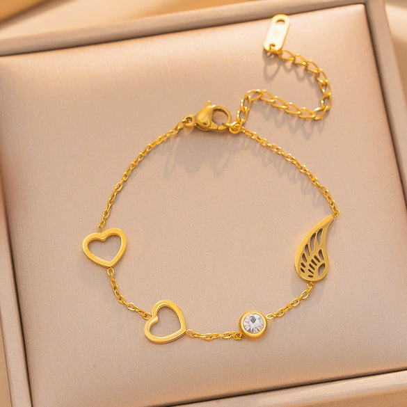 Women's Fade Resistant Gold Plated Titanium Steel Bracelet Fashionable Versatile Jewelry