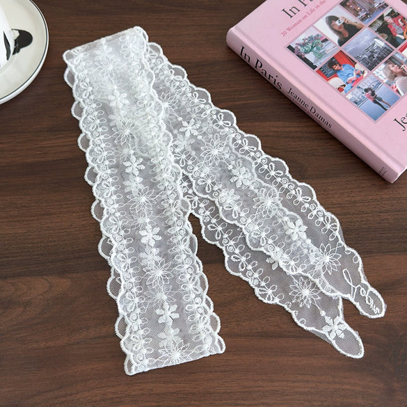 Women's Fairy Lace Geometric Plaid Headband Hair Rope Hair Tie Long Scarf Belt